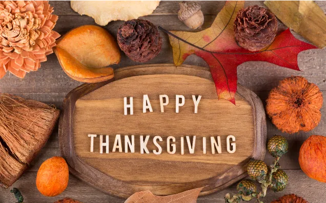 Happy Thanksgiving image on cornucopia tableau