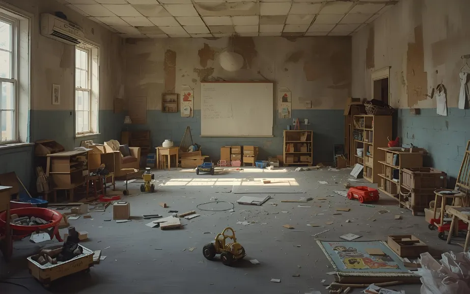 Abandoned classroom