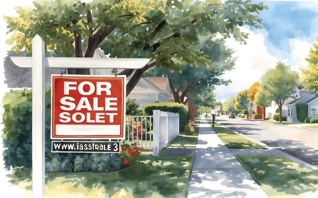 For sale sign on traditional American street