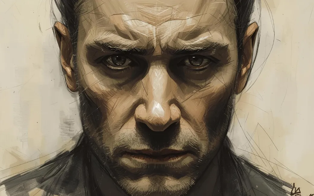 Sketch of man in crisis