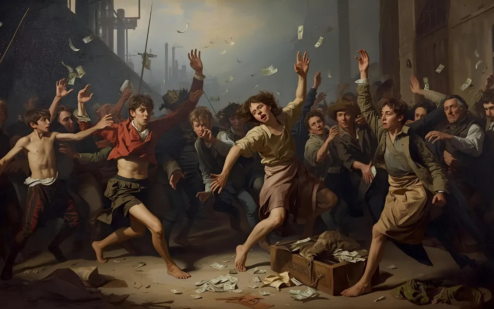 Poor people chasing money